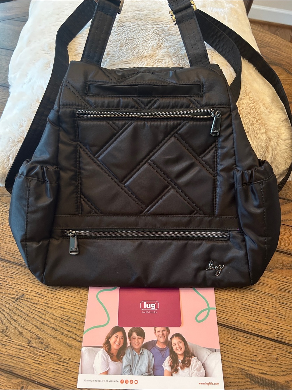 lug Quilted Black Nylon Skyhop Backpack like new